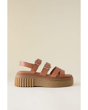 Clarks Clarks Evamar Buckle Leather Sandals - Natural
