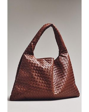By Anthropologie Woven Faux-Leather Oversized Slouchy Tote Bag - Brown