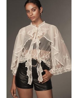 Forever That Girl Sheer Lace Capelet - Brown