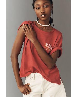 Pilcro Pool Rules Cotton Graphic T-Shirt - Red