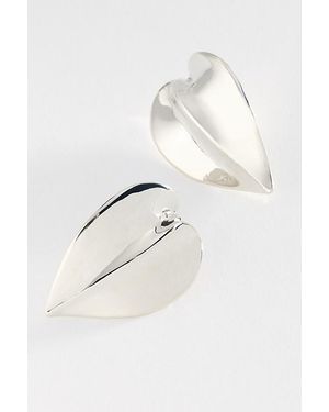Anthropologie Curved Heart Statement Stud Earrings - White