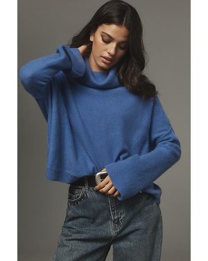 Pilcro Cashmere Wide-Sleeve Scrunched Turtleneck Jumper - Blue