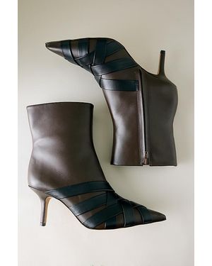 Maeve Woven Detail Heeled Boots - Brown
