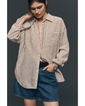 Maeve The Bennet Linen Buttondown Shirt By - Grey