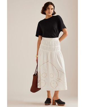 By Anthropologie Broderie Midi Skirt - Natural