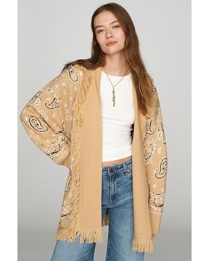 Flat White Fringe Wrap Cardigan - Natural