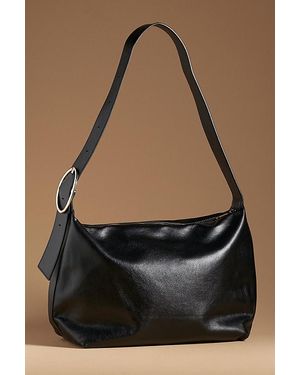 By Anthropologie Round Buckle Slouchy Bag - Black
