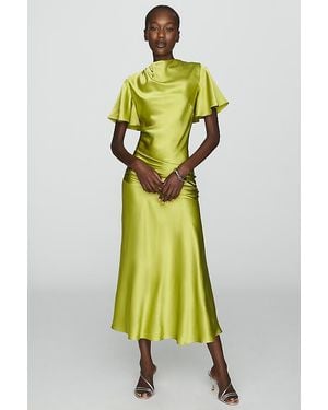 By Anthropologie 100% Silk Midi Dress - Green