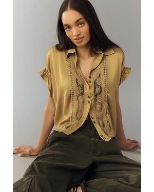 Pilcro The Quincy Lace Blouse By - Brown