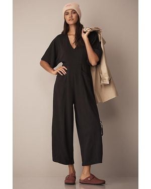 Daily Practice by Anthropologie Arta Short-Sleeve Jumpsuit - Black