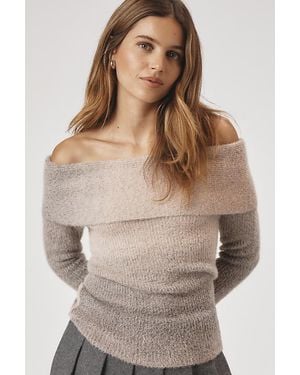 By Anthropologie Fitted Off-The-Shoulder Jumper - Natural