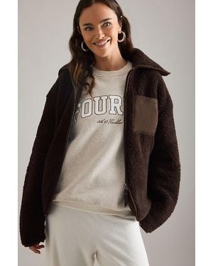 4th & Reckless Zara Zip-Up Fleece Jacket - Brown