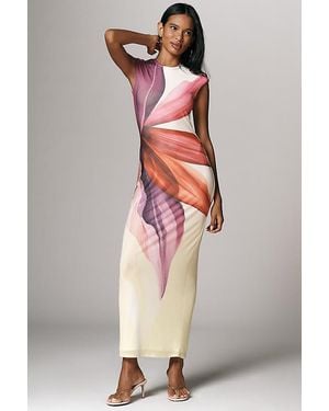 AFRM Cap-Sleeve Slim Mesh Maxi Dress - Multicolour