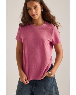 Pilcro The Bennie Slim Crew Neck Cotton-Slub T-Shirt By - Red