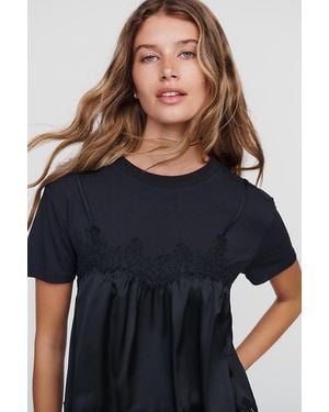By Anthropologie Layered Twofer Tank T-Shirt - Blue