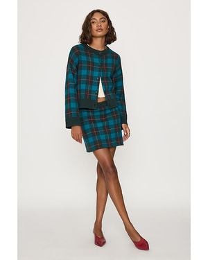 The Tiny Big Sister Check Knit Mini Skirt - Blue