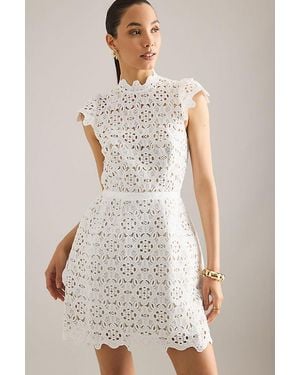 Bardot Rowen High-Neck Lace Mini Dress - White