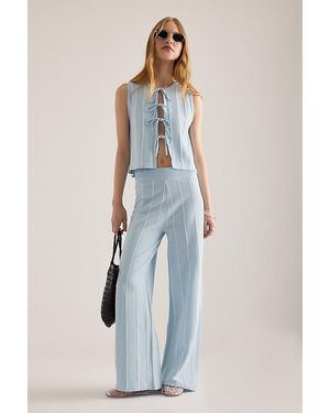 The Tiny Big Sister Stripe Knit Trousers - Blue