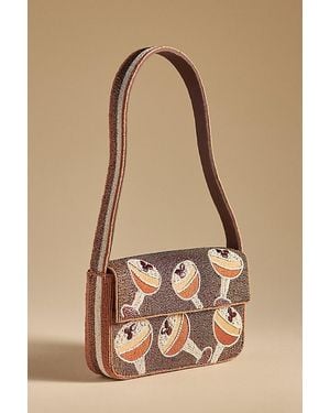 By Anthropologie The Fiona Beaded Bag: Espresso Martini Edition - Natural