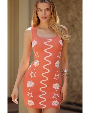 Flat White Icon Sleeveless Knit Mini Dress - Orange