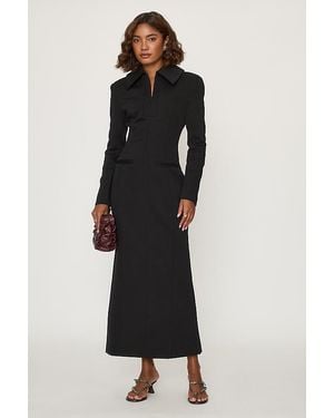 Odd Muse Zip-Detail Midi Dress - Black