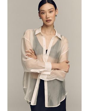 By Anthropologie Sheer Long-Sleeve Buttondown - Natural