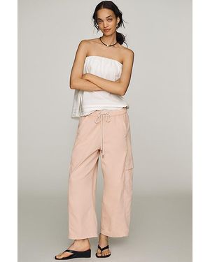 Pilcro The Izzie Relaxed Pull-On Cargo Barrel Trousers By - Natural