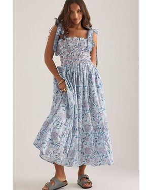 Dilli Grey Yasmin Tie-Strap Midi Dress - Blue