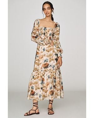 By Anthropologie Puff-Sleeve Midi Dress - Natural