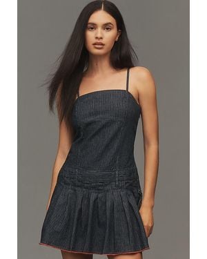 Pilcro Sleeveless Pleated Denim Playsuit - Grey