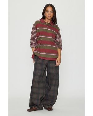 Damson Madder Erika Check Mid-Rise Barrel Jeans - Red