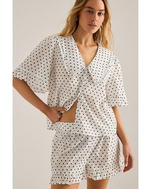 It's 9pm Luna Ruffle Short Cotton Pyjama Set - Natural