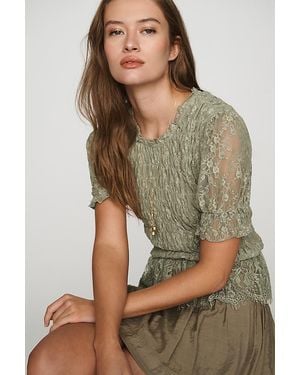 By Anthropologie Lace Peplum Top - Green