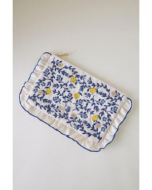 Elizabeth Scarlett Lemon Sprig Frill Pouch - Blue