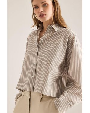 SELECTED Astha Boxy Crop Shirt - Brown
