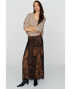 By Anthropologie Lace Godet Maxi Skirt - Black