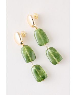 By Anthropologie Glass Stone Drop Earrings - Green