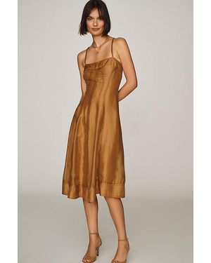 Pilcro Marin Square-Neck Midi Dress - Brown