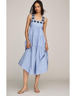 By Anthropologie Helena Embroidered Dress - Blue
