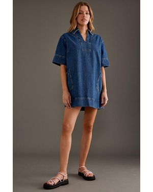 ALIGNE Cora Denim Collared Mini Dress - Blue