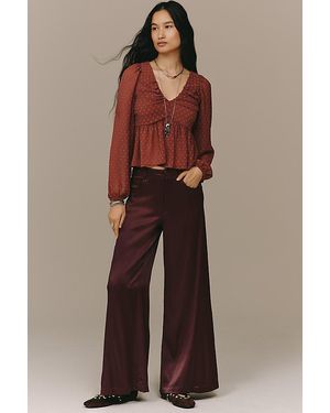 Pilcro The Adi Silky Mid-Rise Flare Trousers By - Brown