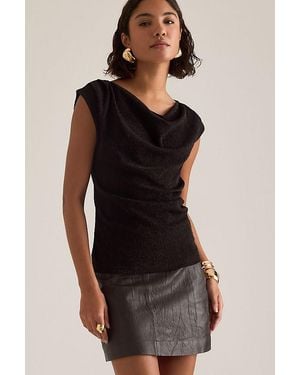 SELECTED Anja Sleeveless Draped Top - Black