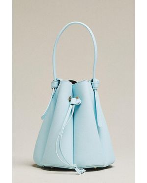 Melie Bianco Laguna Cinched Vegan Leather Bucket Bag - Blue