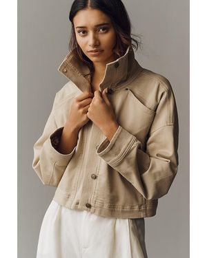 By Anthropologie Funnel-Neck Utility Jacket - Natural