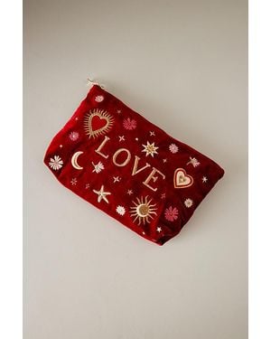 Elizabeth Scarlett Love Embroidered Velvet Makeup Bag