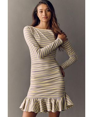 Daily Practice Drop-Waist Long-Sleeve Mini Dress - Grey