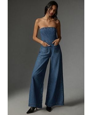 Pilcro Strapless Polished Wide-leg Jumpsuit - Blue
