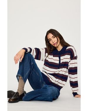 By Anthropologie Stripe Wool Polo Shirt - Blue