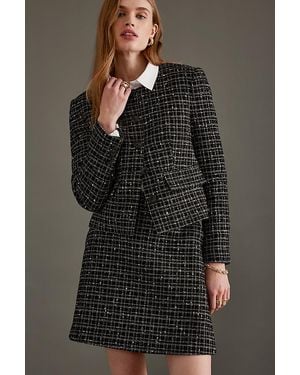 SELECTED Wilma Cropped Tweed Blazer - Grey