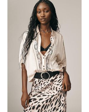 Pilcro Lace Appliqué Blouse - White